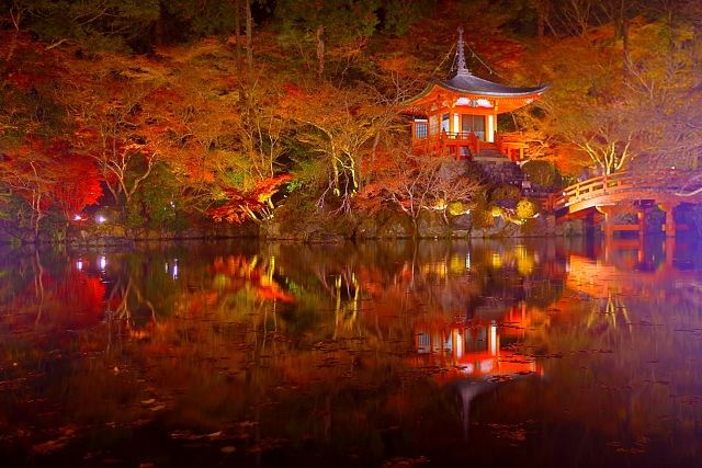 晩秋の京都・醍醐寺の庭園