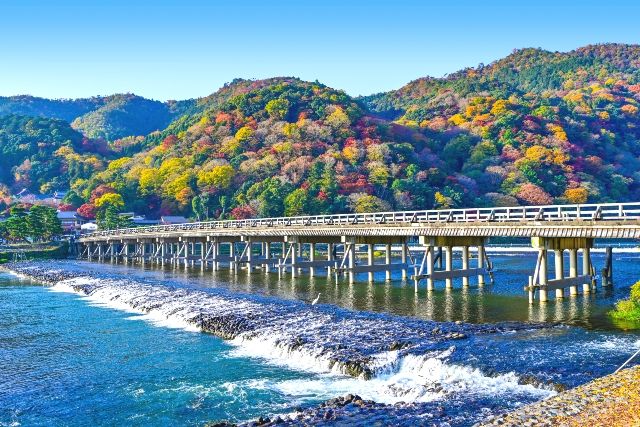 京都・嵐山　秋の渡月橋