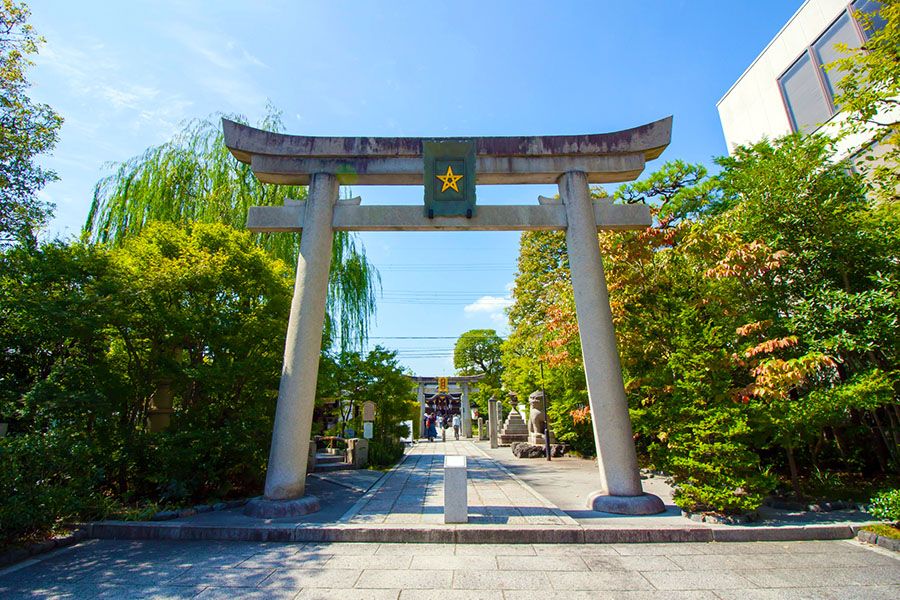 京都人氣神社寺廟 晴明神社 陰陽師 安倍晴明 辟邪祈福 晴明桔梗公司徽章 鳥居