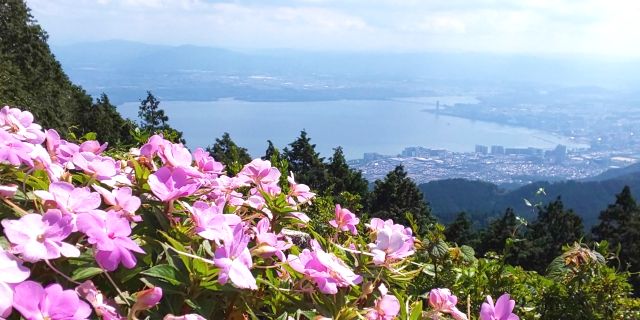 ガーデンミュージアム比叡から琵琶湖を眺める