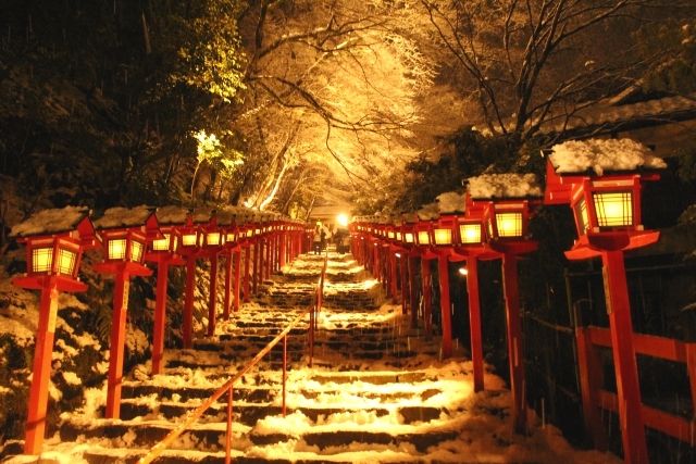 Special night illumination of Kibune Shrine
