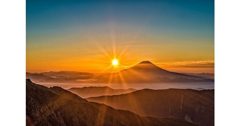 Sunrise view on top of Mount Fuji
