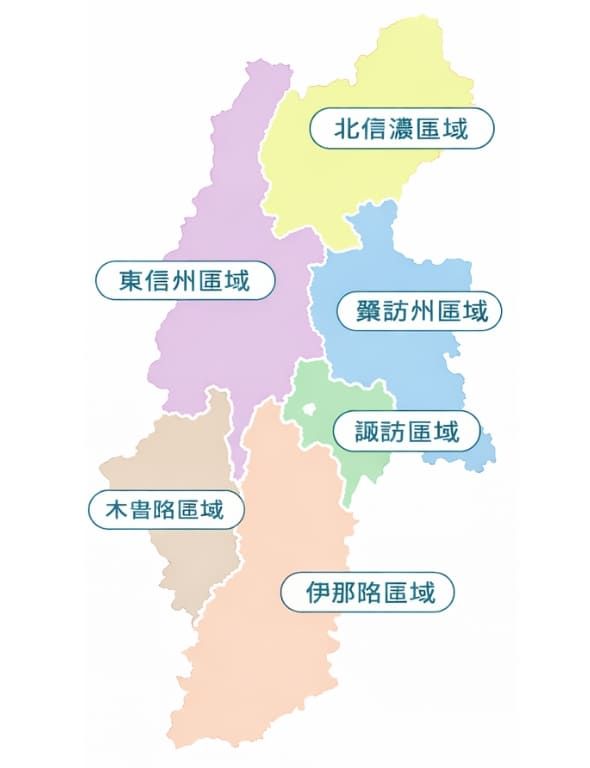 長野県を巡る6つのエリアマップ