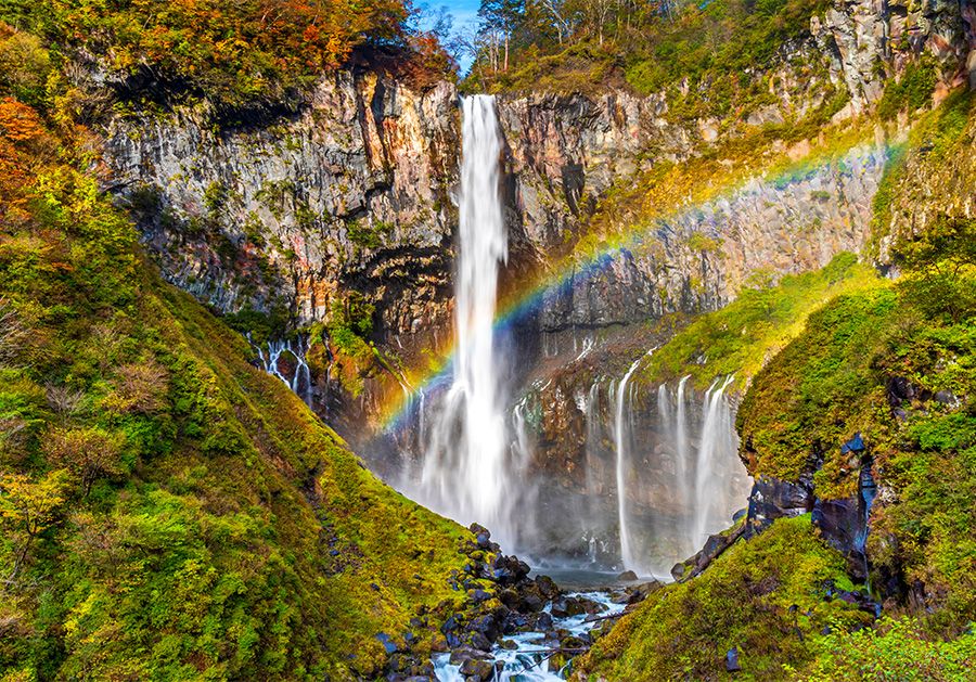 Tochigi Nikko Sightseeing Model Course 1 night 2 days Family & children's spots to visit by car Kegon Falls Kegon Falls Japan's three most famous waterfalls Kegon Falls Elevator View from the observation deck Front Autumn leaves Rainbow