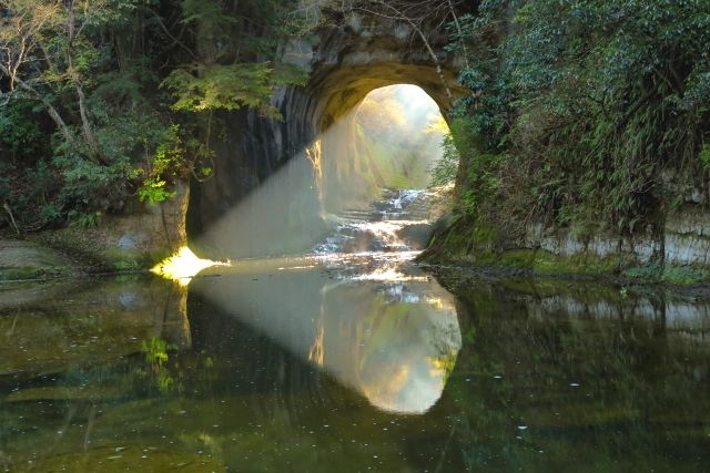 Nomizo Falls located upstream of Kameyama Dam Lake
