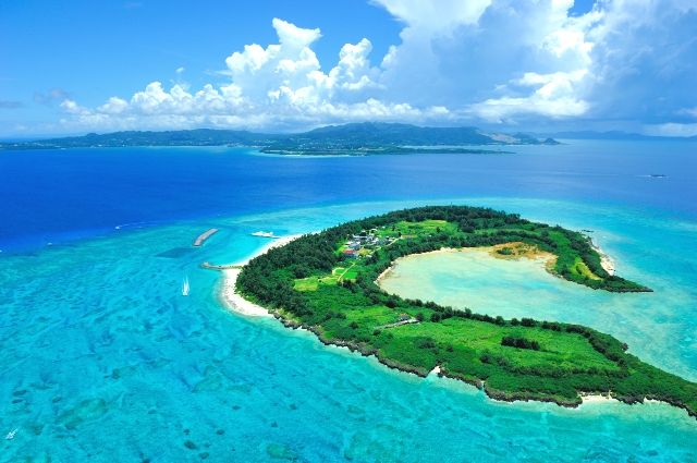 沖縄 水納島 絶景 水納ビーチ 空撮