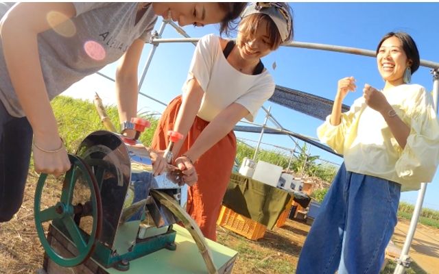 一位女士在另類農場宮古 (Alternative Farm Miyako) 享受製作紅糖的樂趣
