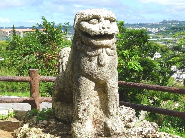 Tomimori's large stone carved lion