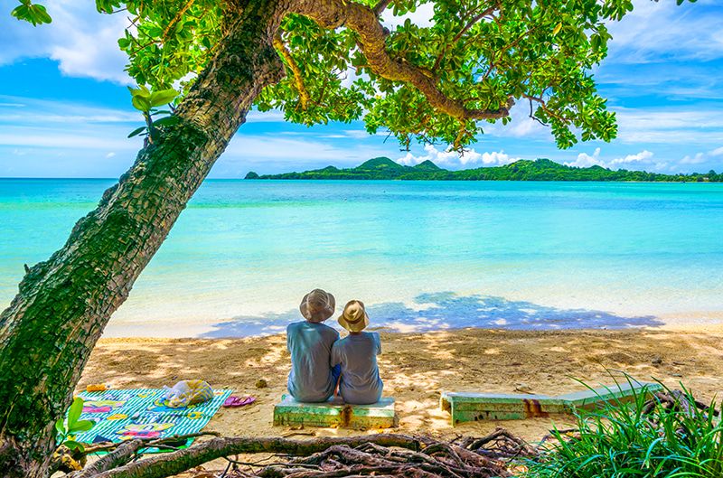 Okinawa travel beach couple