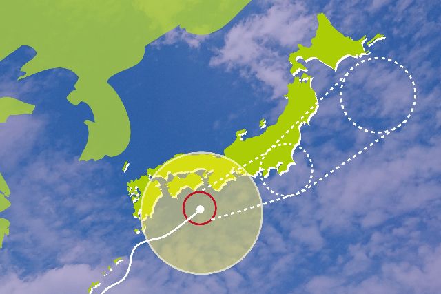 태풍의 진로 이미지와 일본 열도