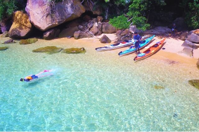 Iriomote Island Canoe Club Paisies Mizuochi Falls Sea Kayak Tour Private Beach