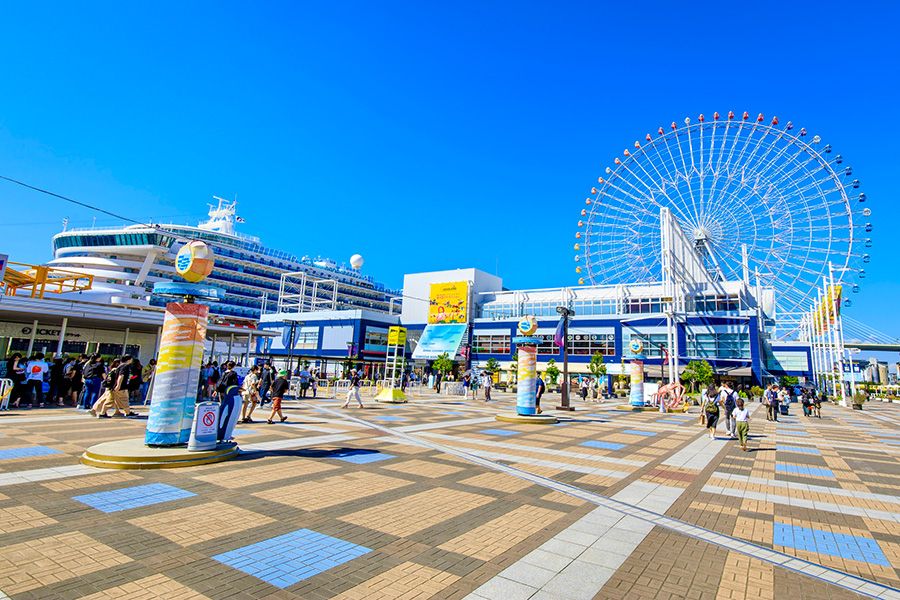 Osaka sightseeing itinerary for families with children, kid-friendly spots, 1 night 2 days, Tempozan Marketplace, shopping, commercial complex, Ferris wheel, Naniwa Kuishinbo Yokocho