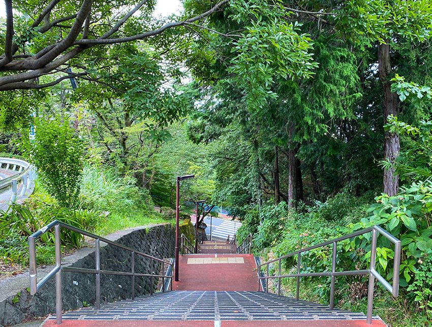 Seiseki Sakuragaoka Anime sacred place Model of a popular anime movie Irohazaka Impressive stairs Stairs halfway down Irohazaka Model of the famous scene where Shizuku runs down while imagining the story