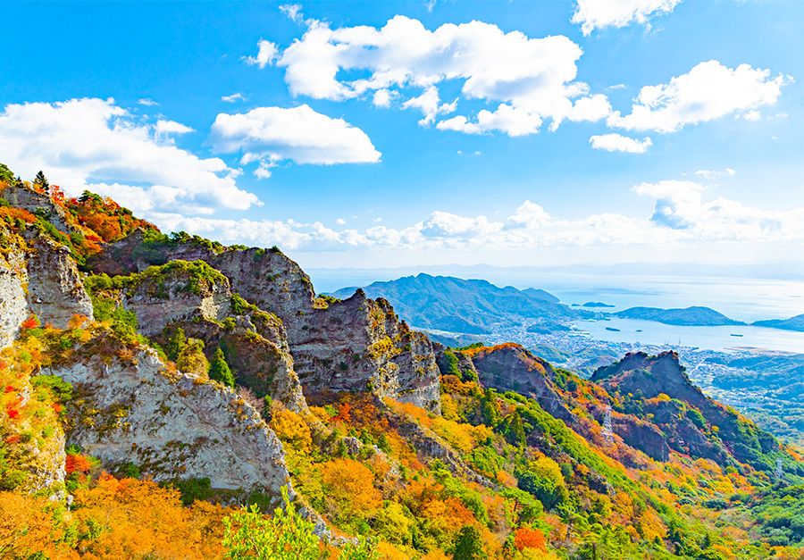 세토나이카이 국립공원 가가와 쇼도시마 한카스케이 일본 3대 계곡미 경승지 기암이나 수직의 대암벽