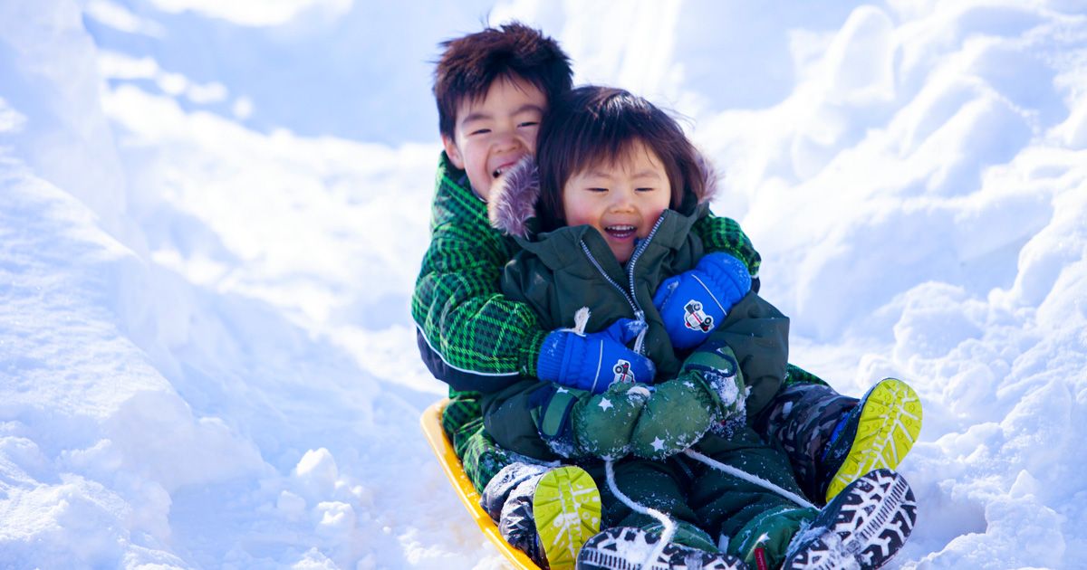 Ski resort: Kids' park with sledding and snow play