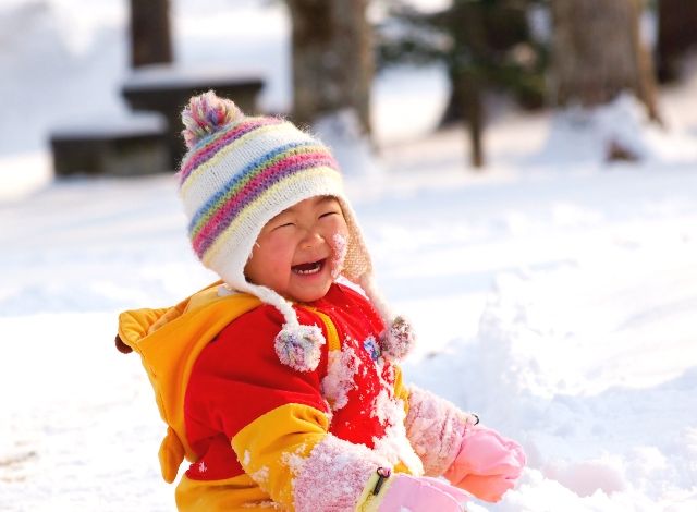 Snow education Children playing in the snow Babies