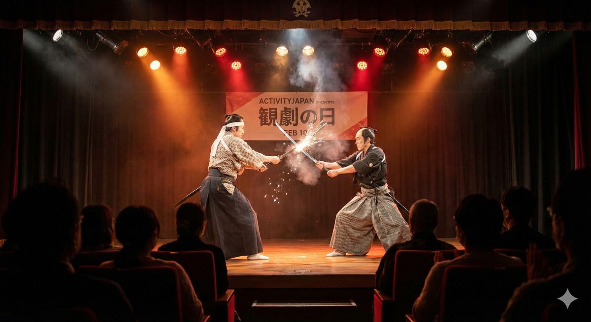 迫力満点の殺陣シーンが披露されるエンターテインメントショー。火花が散るような熱気が伝わる一枚