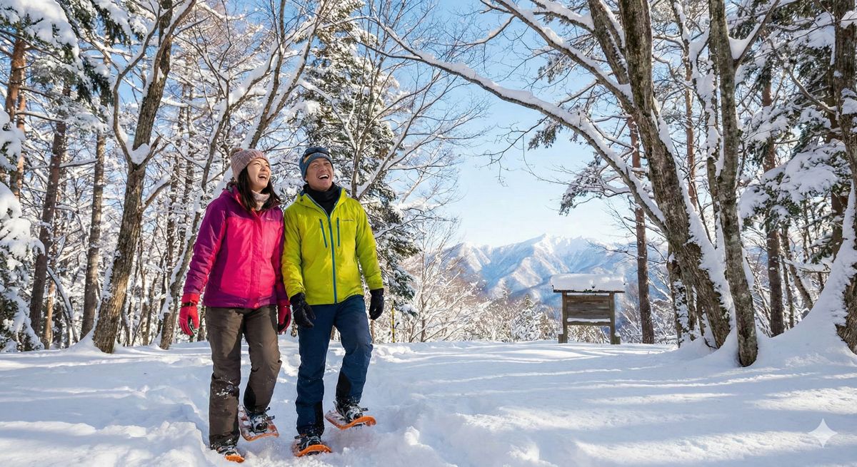 湯気が立ち上る露天風呂と温泉マーク♨をイメージした心まで温まる風景