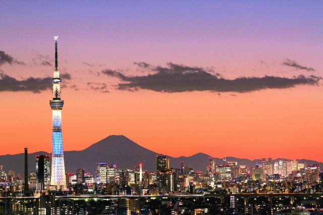 東京　大人が1日遊べる場所　東京スカイツリー®　富士山　夜景　夕焼け
