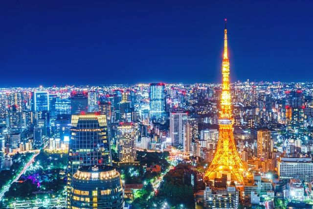 東京デートスポット　夜の東京タワー　夜景
