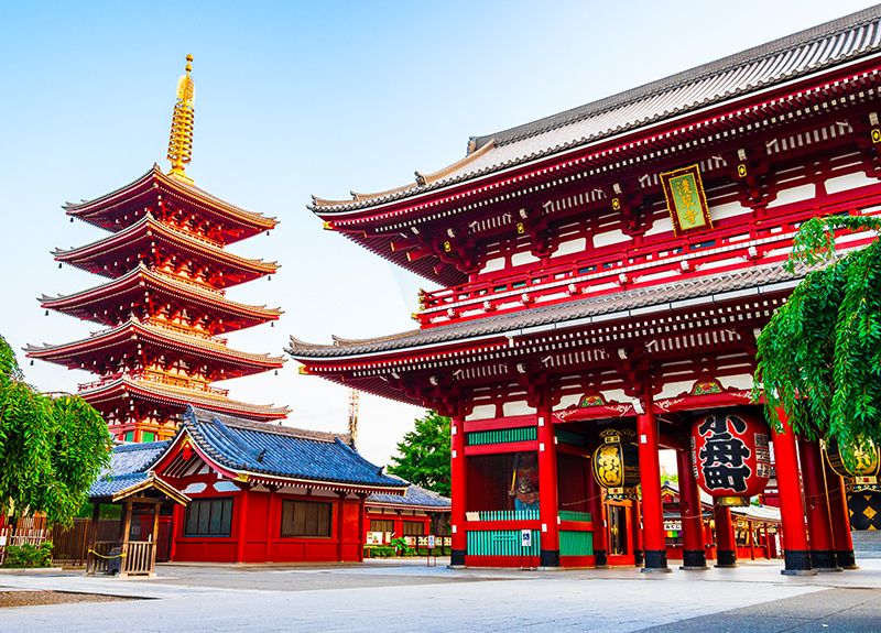 東京 1 晚 2 天 示範路線 標準觀光 熱門景點 淺草寺 東京最古老的寺廟 亮點 五層寶塔