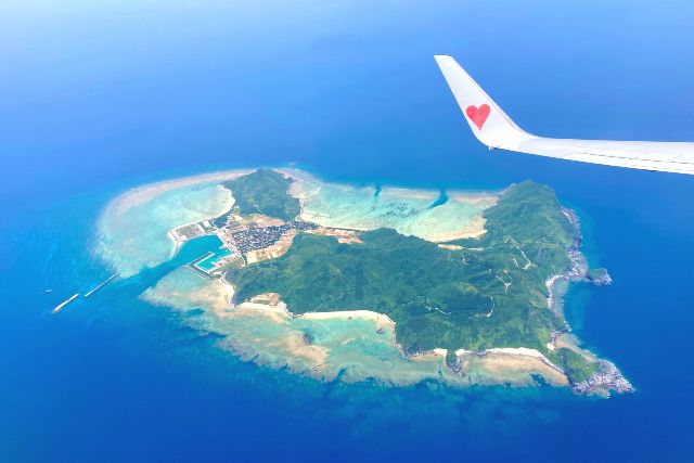 沖繩離島渡名喜島的鳥瞰圖