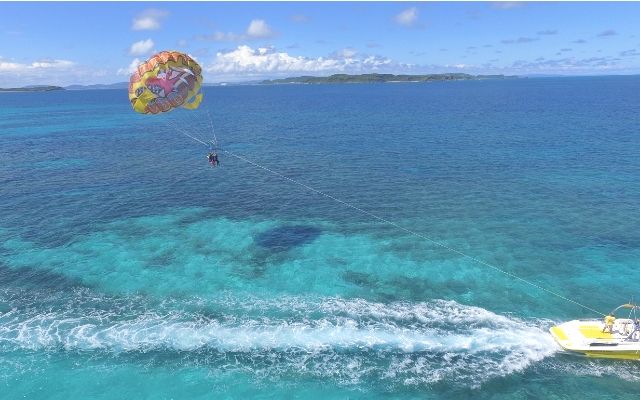 Tsuken Island Parasailing Organized by Ocean Island Okinawa