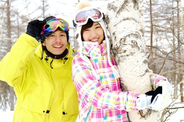 Couple enjoying winter trip