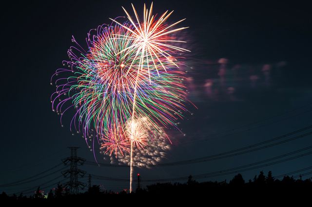 가나가와 아야세 아야세시 상공회 청년부 불꽃놀이 다채로운 발사 불꽃놀이 스타 마인